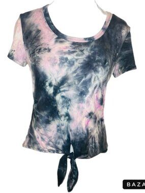 SZ M Stretch Tie Dye Top Blue/pink/white BY polly & ester